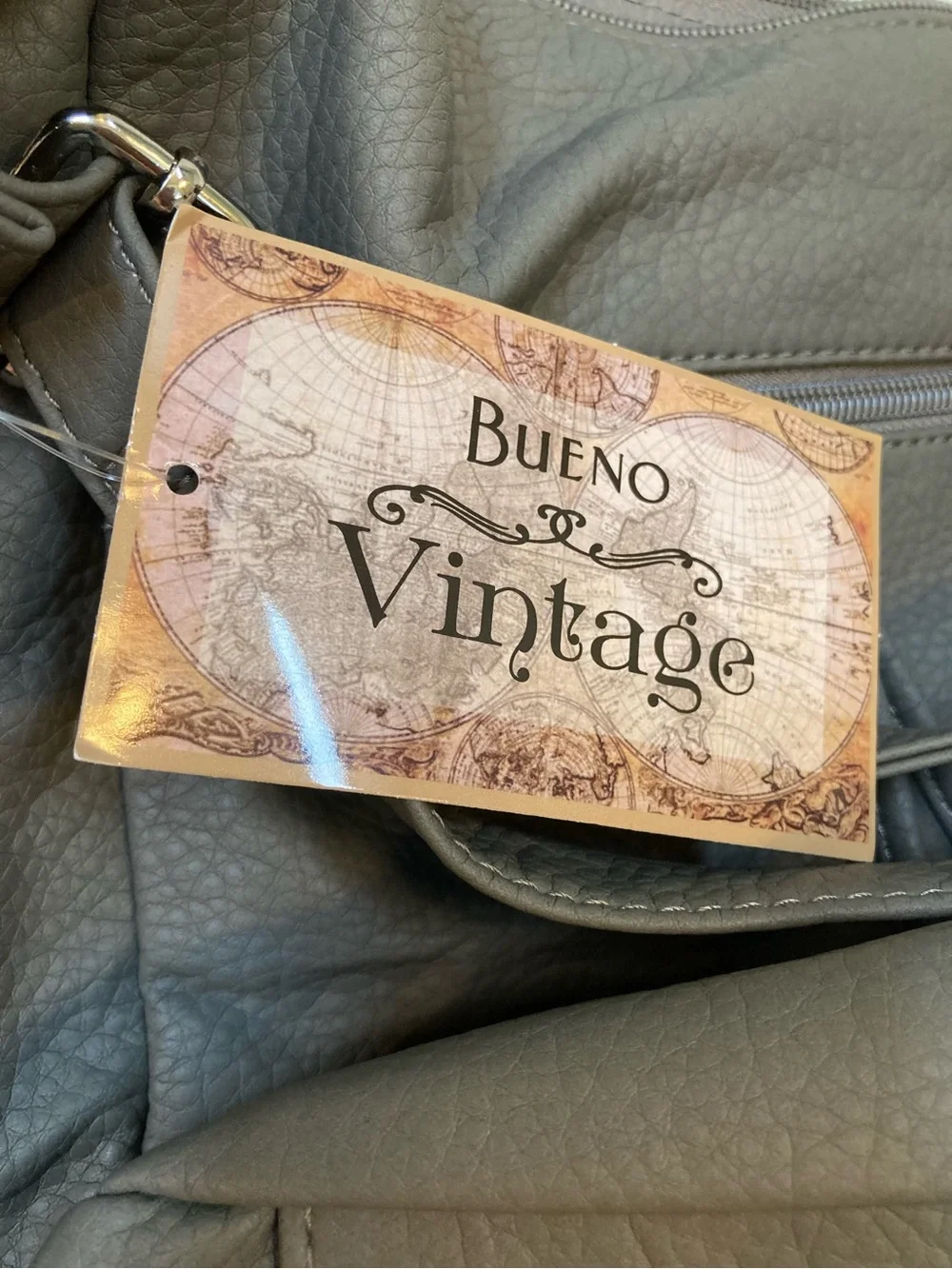 Bueno Vintage Olive Green Purse Multi-Pocket Faux-Leather Messenger Bag